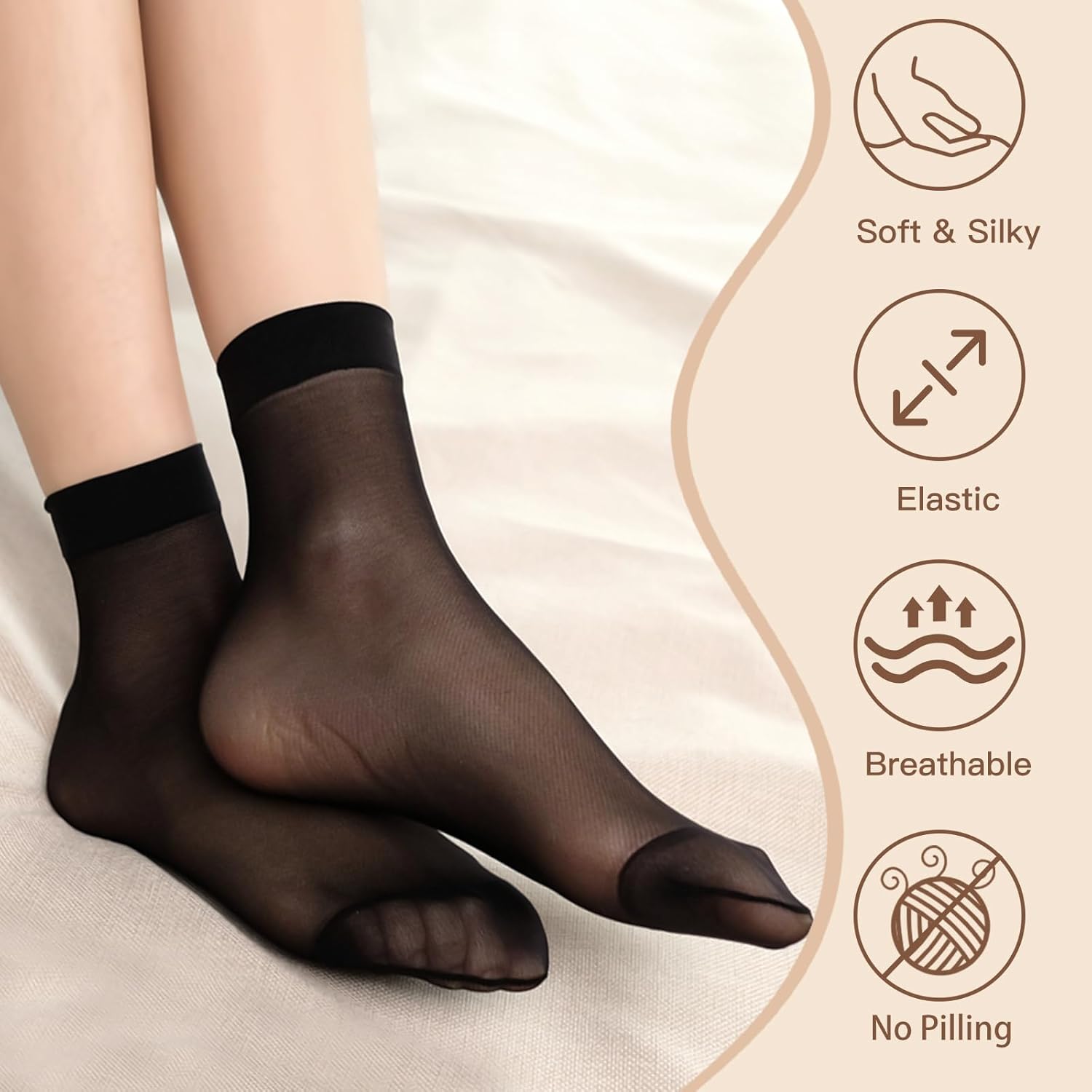 MANZI 12 Pairs Women's Ankle High Sheer Socks - Image 4