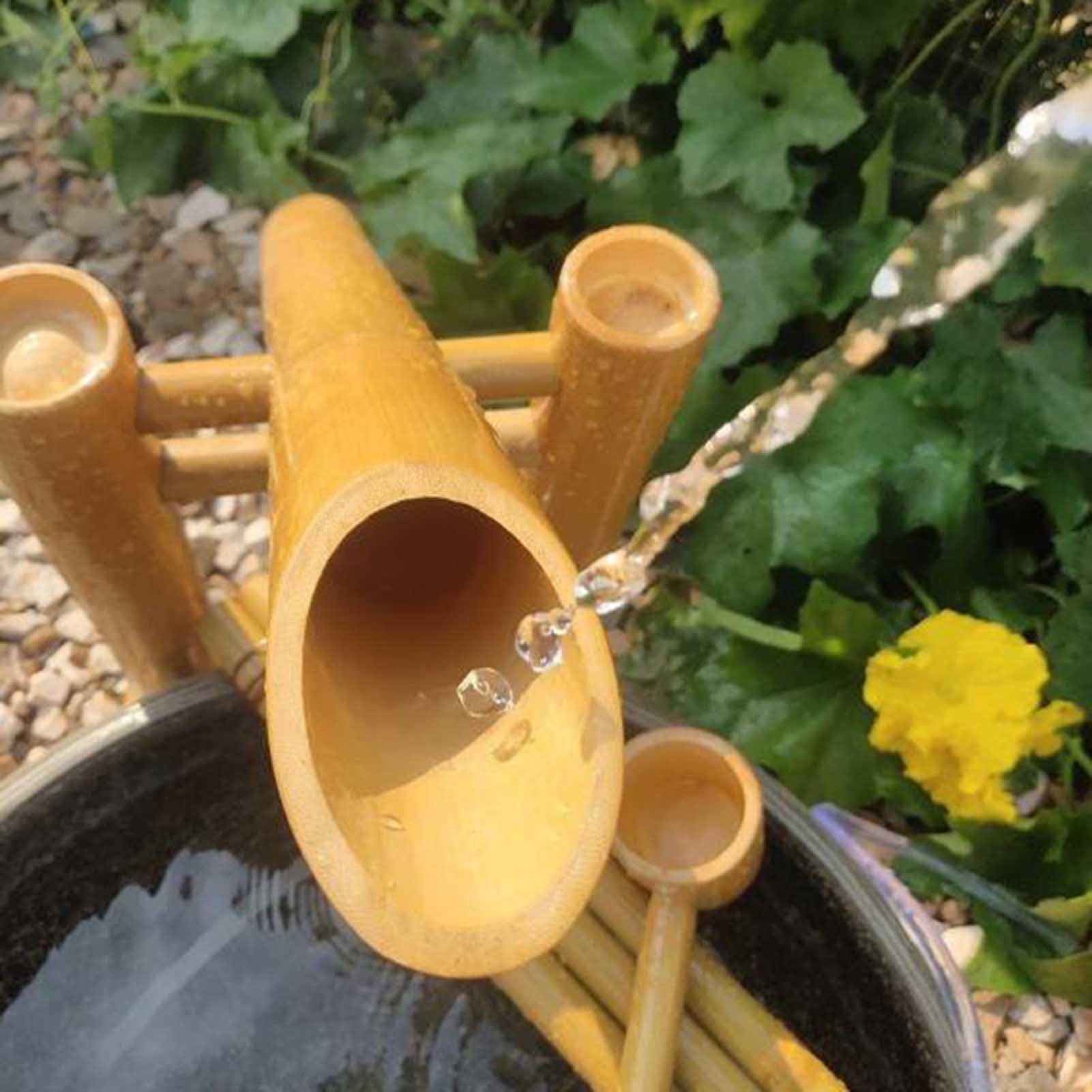 Fontaine à bascule for extérieur, fontaine à eau de jardin zen en bambou | Avec pompe, fontaine zen à faire soi-même, ensemble de fontaine zen en bambou