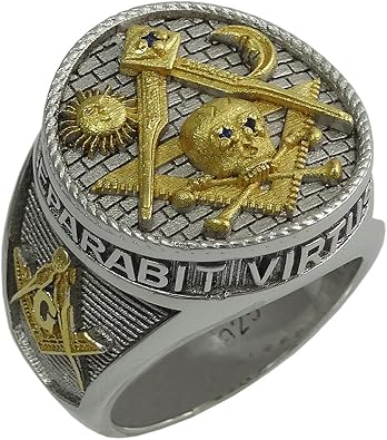 Masonic Freemasonry Signet Memento Mori Skull And Bone Sterling Silver 925 Men Ring Custom Made KTR 015