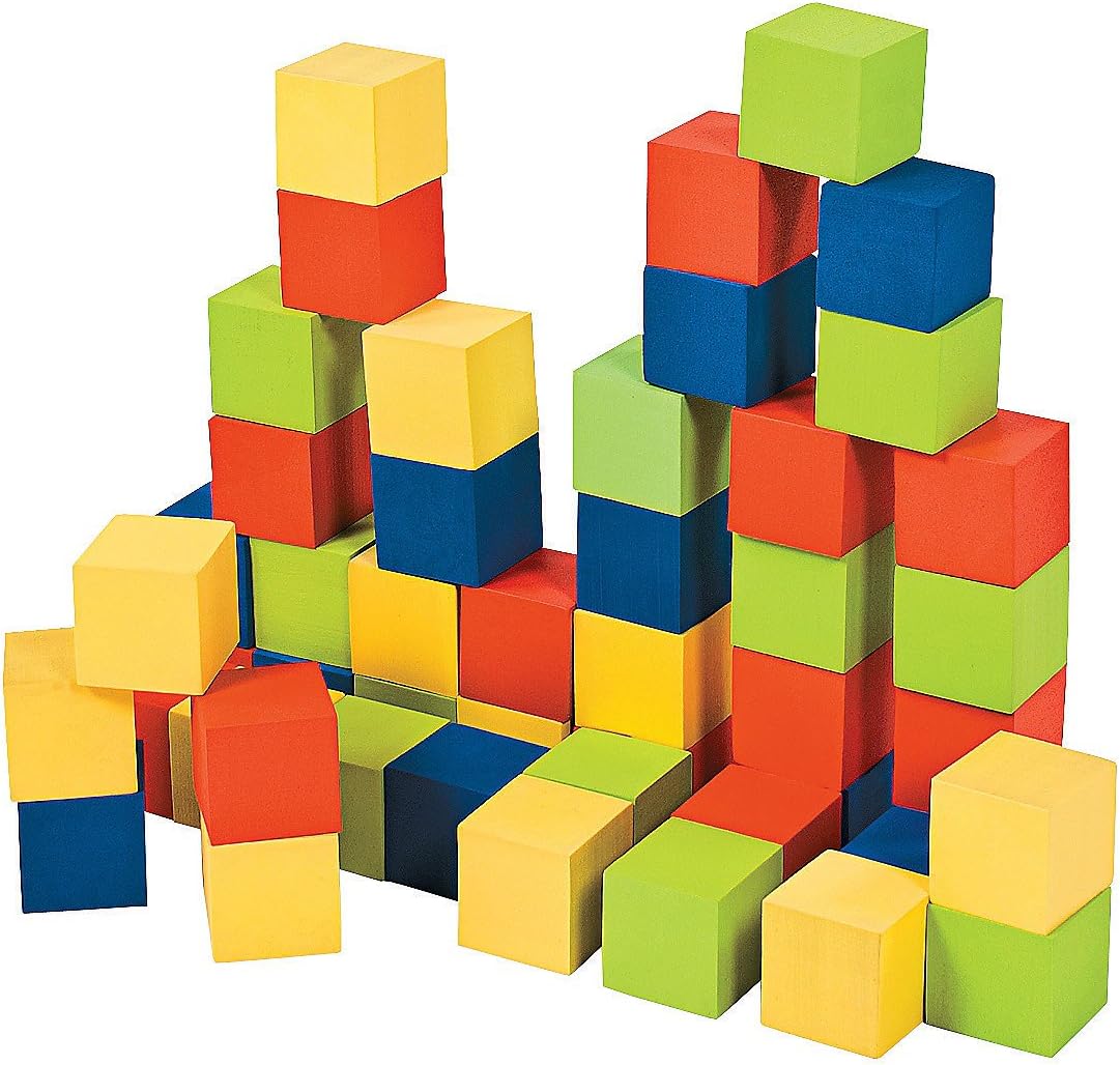 Fun Express Bright Foam Blocks - 48 Pieces - Educational and Learning Activities for Kids