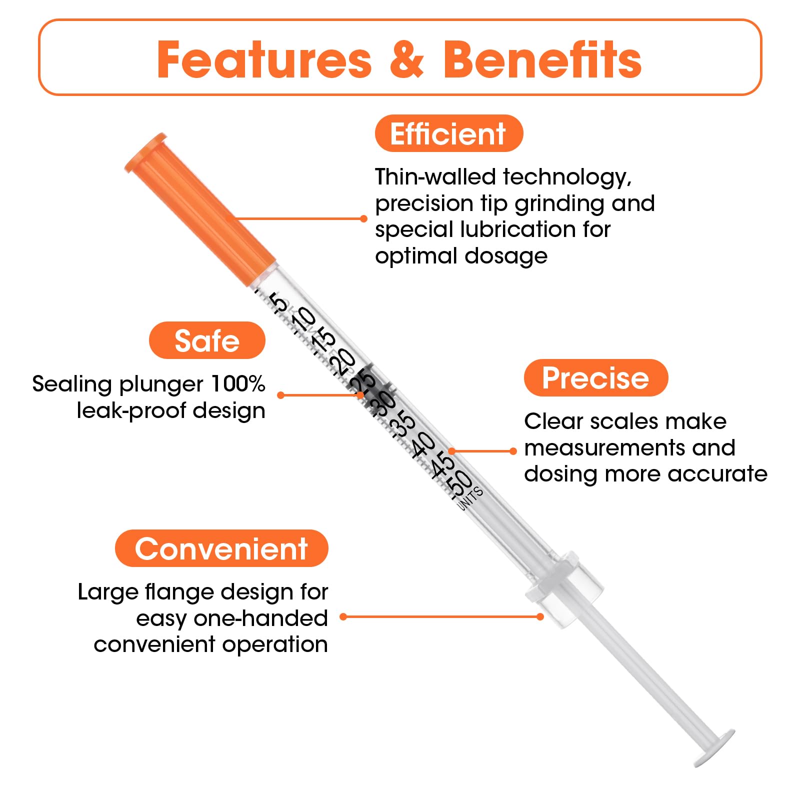 100Pack Lab Dispensing U-100-31 Ga, 0.5cc/mL Jeringas with 1/4" (6mm) Cap — Amazon image 5