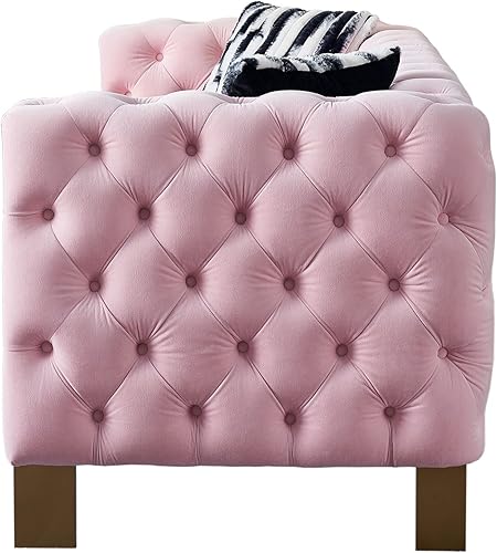 Miniatura 7 de Sofá Chesterfield de terciopelo, sofá tapizado clásico copetudo, moderno de 3 plazas, muebles largos con respaldo copetudo para sala de estar y
