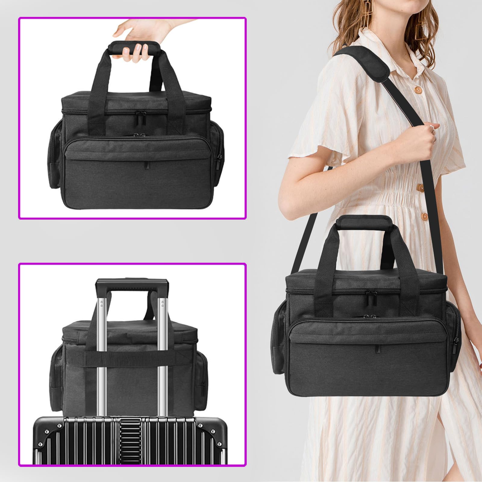Große Make Up Organizer Tasche mit 2 Innentaschen, Kosmetiktasche Groß mit Einstellbaren Teiler, Make Up Tasche, Portable Beauty Case, für Reise, Unterwegs