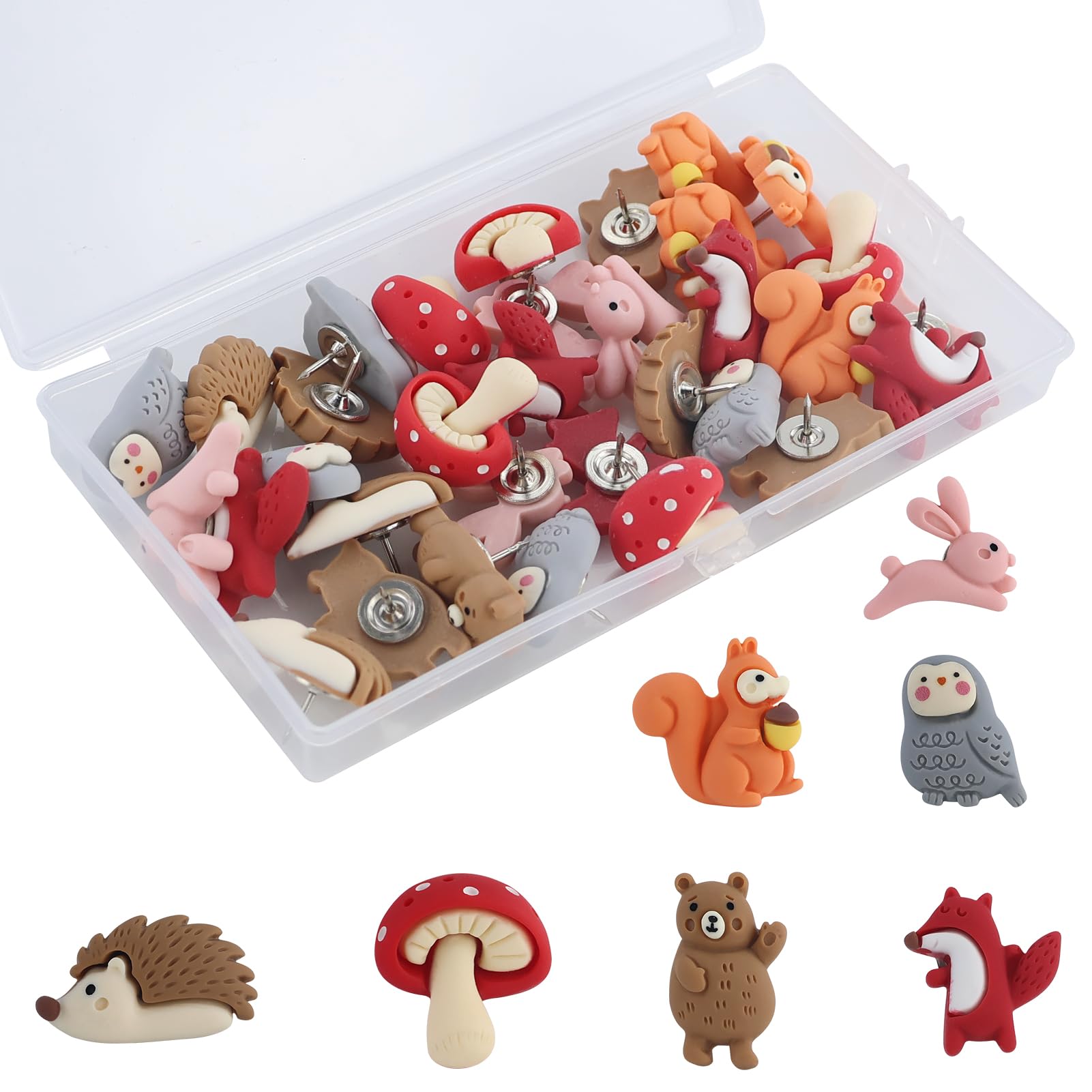 33 Pcs Drawing Pins,Cute Push Pins,Animal Push Pins,Cartoon Animals Pins,for Cork Board,Pinboard,Notice Board,Map