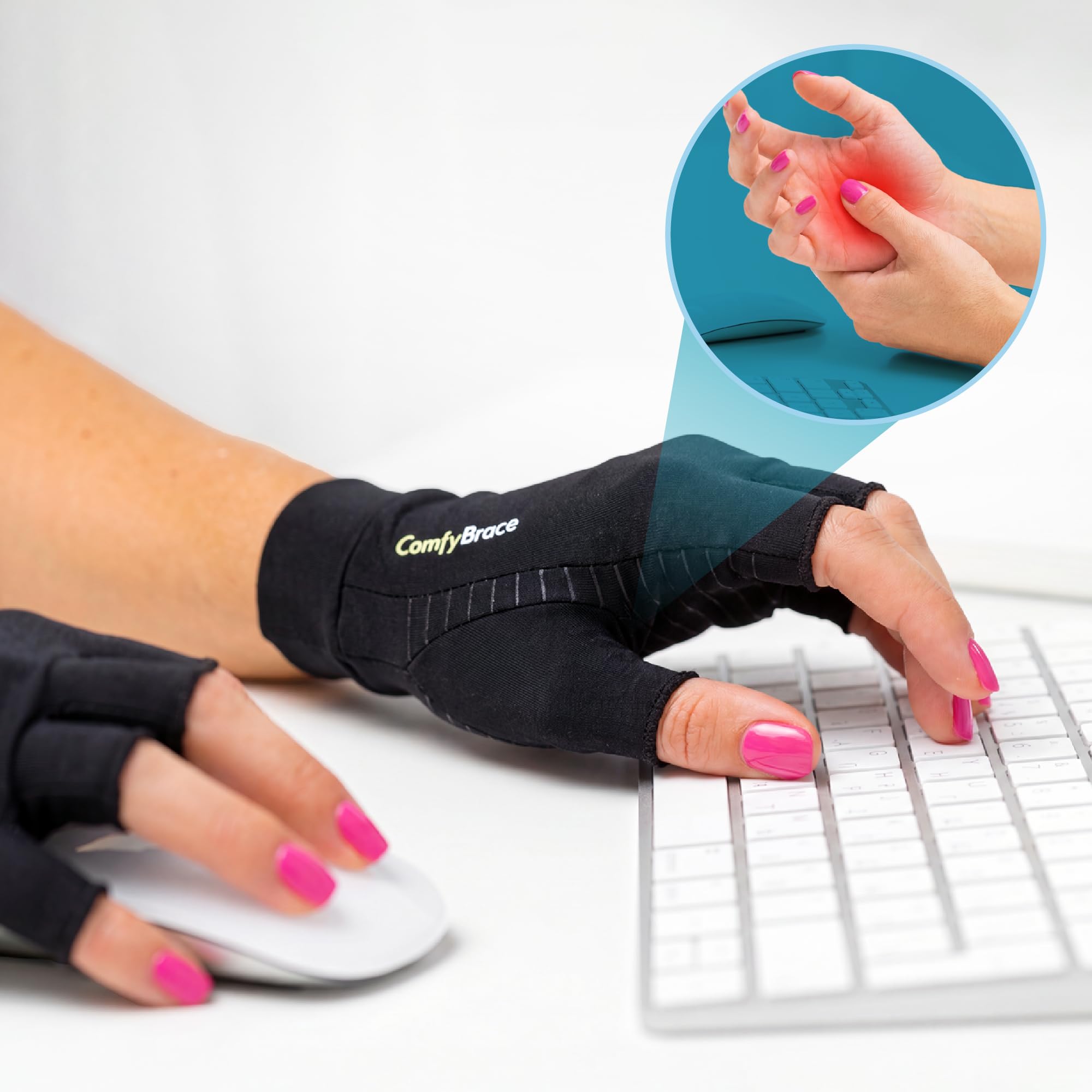 Comfy Brace - Guantes de compresión para artritis con infusión de cobre para alivio de manos y dedos del dolor/hinchazón causado por la artritis reumatoide, túnel carpiano, tendinitis y mala