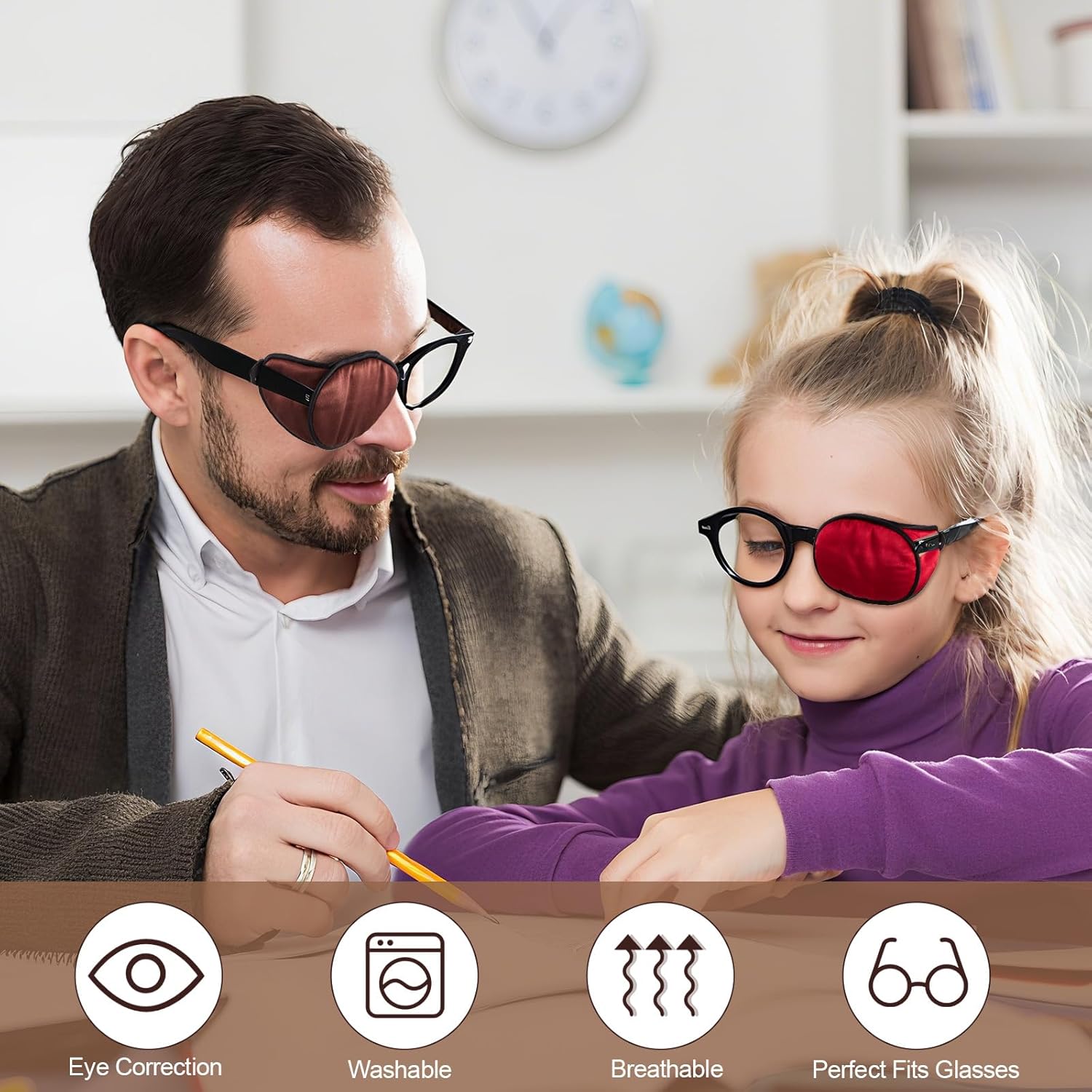 Nuanchu 6 Pcs Silk Eye Patches for Adults Kids Men Women Lazy Eye Amblyopia Soft Glasses Patches for Left or Right Eyes Cover (Elegant Color)