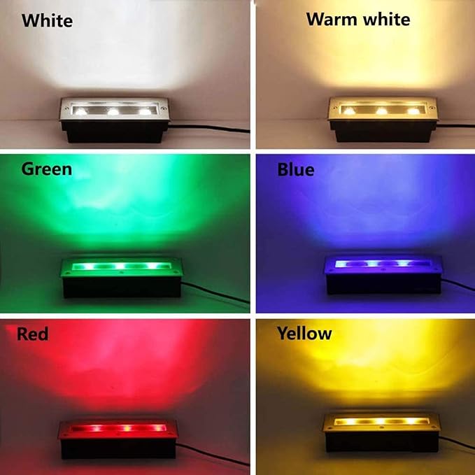 MIKOTR Begraven Licht 3W In Ground Lights Rechthoek Outdoor Garden Rvs Landschap Lamp For Gazon, Loopbrug, Tuin, Terras, Terras, AC85-265V, Pack Van 4(Geel) photo 3