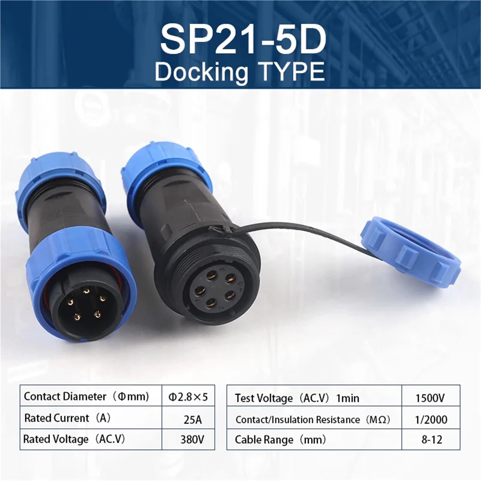 SP21 Connettore elettrico tipo attracco 2 pin-12 pin cavo di alimentazione cavo di alimentazione aviazione 1 pz (SP21-5D)