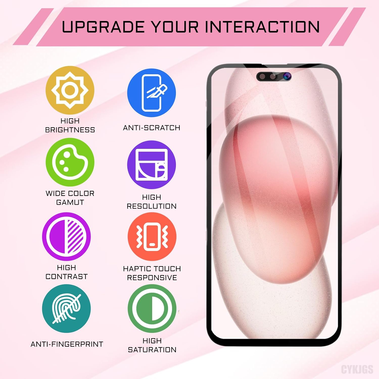 for iPhone 15 Screen Replacement with Earspeaker Flex Cable 6.1" 3D Touch LCD Display Digitizer Full Assembly Front Glass Repair Ambient Light Sensor Fix Tools Kit A3090 A2846 A3089 A3092