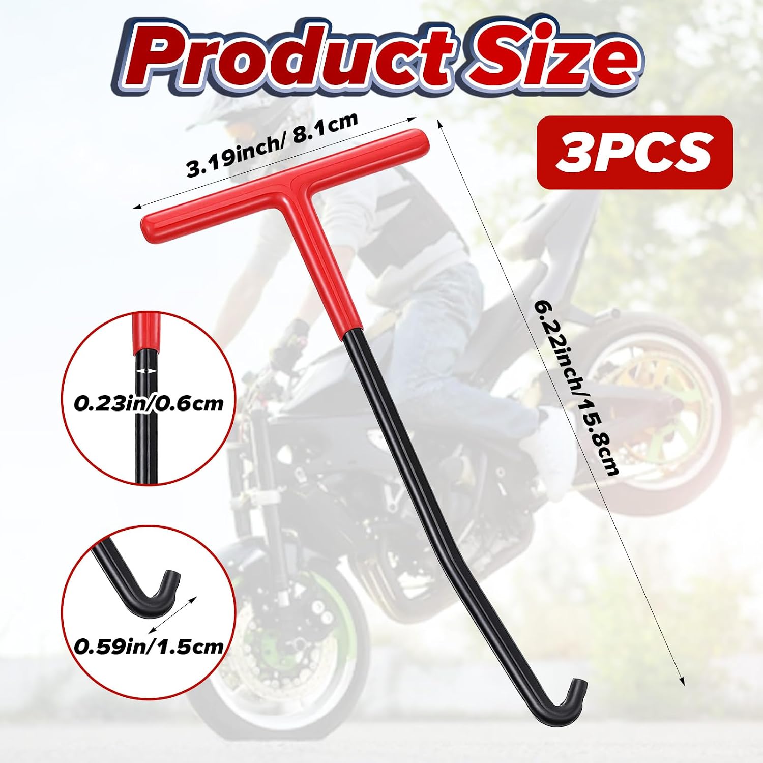 3 PCS Exhaust Spring Puller Tool, Motorcycle Exhaust Spring Hook, T Shaped Handle Springs Puller Installer Hooks Tool with Rubber Coating for Motorcycle Vehicle Springs Removal, Installation