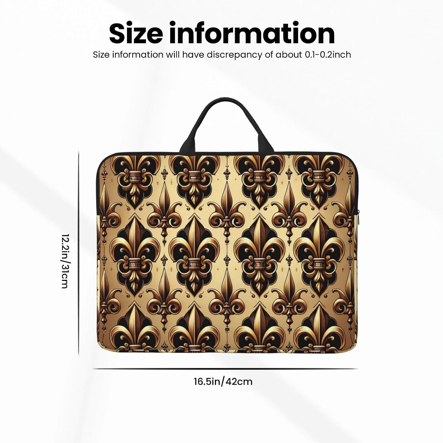 Royal-Fleur-De-Lis-Luxury 14-Inch Laptop Case, Portable Laptop Computer Sleeve with Zipper Closure image 3
