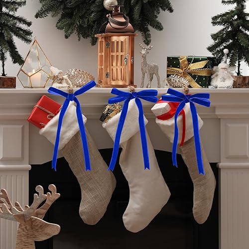 Miniatura 116 de Chuangdi 3/8 pulgadas, 60 yardas, cinta de terciopelo azul verde azulado de Navidad, cintas anchas de terciopelo vintage para adornos de árbol