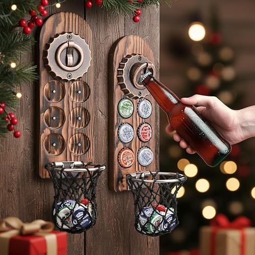 Regalos de cerveza abridor de botellas montado en la pared, abrebotellas de madera con magnético, sacacorchos montado en la pared para nevera, buen