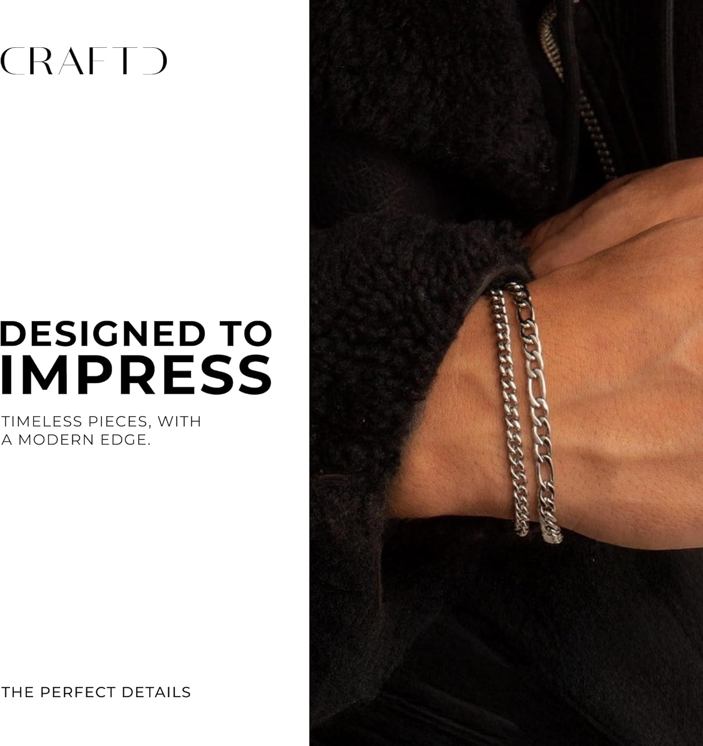 CRAFTD - Figaro Link Bracelet - Waterproof, Heat & Sweat Resistant - Gifts for Men - Men's Jewelry - Size 5MM - Image 6