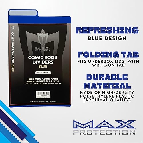 Miniatura 3 de 25ct Max Pro Comic Book DividersAzulNUEVO DISEÑO innovador Fold Flex pestañas