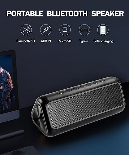 Miniatura 3 de Altavoz solar Bluetooth HD con función de banco de energía de 5000 mAh, tiempo de reproducción inalámbrico de 50 horas, BT5.3, emparejamiento TWS,