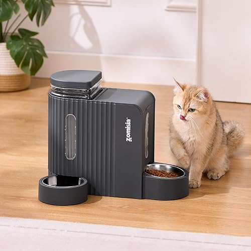 Miniatura 6 de Gravity - Juego de dispensador de alimentos y agua para gatos con cuencos de acero inoxidable 304, alimentador automático 2 en 1 para gatos con