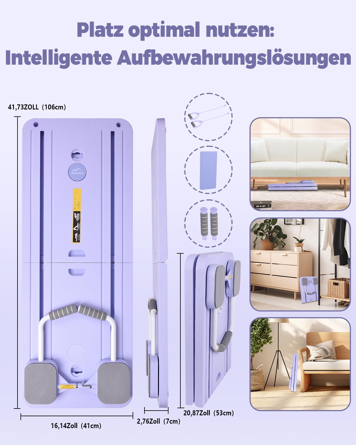 Pilates Board & Reformer-Set für Zuhause mit 23kg Rückprallkraft – Multifunktionales Faltbares Pilatesgerät INKL, Knieschutz & Videoanleitung