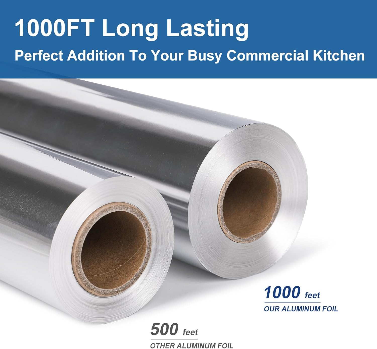 Aluminum Foil Standard 12 inch Wide, 1000 FT Food Safe Foil Wrap for Cooking, Baking, Grilling, Food Service Pony Packaging Aluminum Foil Roll (12"x1000', Standard-1 Count)