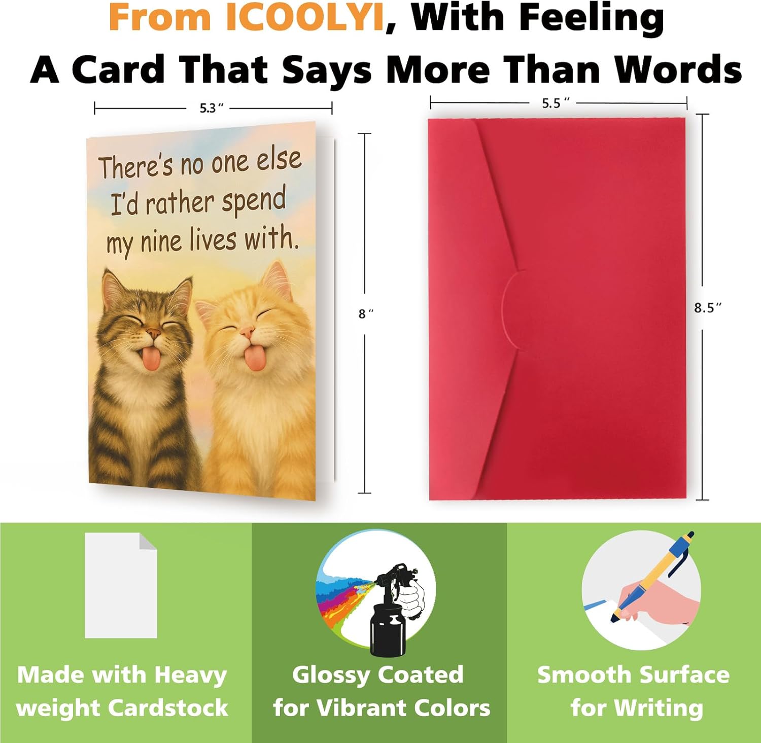 Funny Valentine’s Day and Anniversary Card Gift for Women Men – Cute Cat-Themed Romantic Love Card for Couples, Husband, Wife, Boyfriend, or Girlfriend, Him Her - Image 2