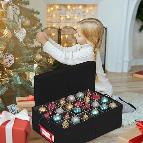 Miniatura 2 de HOLDN' STORAGE Caja de almacenamiento de adornos navideños con divisores, práctica y duradera, 2 bandejas extraíbles individuales para adornos de
