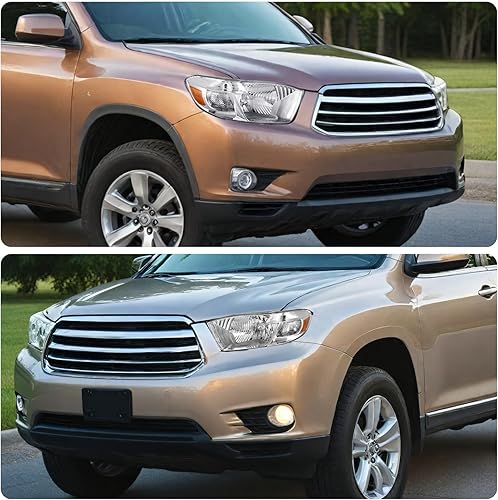 Miniatura 6 de DWVO Par de faros delanteros compatibles con 2008 2009 2010 Highlander 08 09 10 faros delanteros de repuesto carcasa cromada reflector ámbar lente