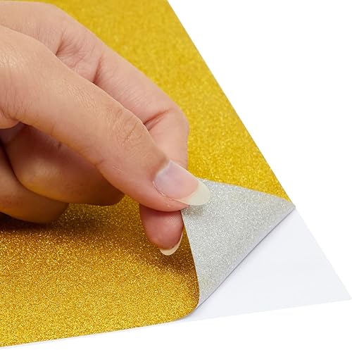 Miniatura 3 de Rollo de papel de contacto con purpurina dorada para manualidades, calcomanía artística para álbumes de recortes (17.7 pulgadas x 16.5 pies)