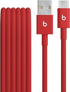 Beats USB-A to USB-C Woven Cable, Fast Charging, Durable and Tangle-Free Design, Compatible Charger for Apple & Android USB-C Devices (1.5 m) - Rapid Red