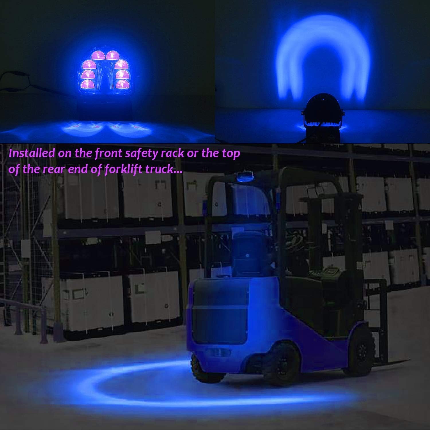 ONERAY 10Pack Forklift Safety Light Blue Arc LED Warning Light Warehouse Pedestrian Warning Arch Zone Spotlight 20W DC10-80V for Truck Security Indicator Spotlight Brightness (New)