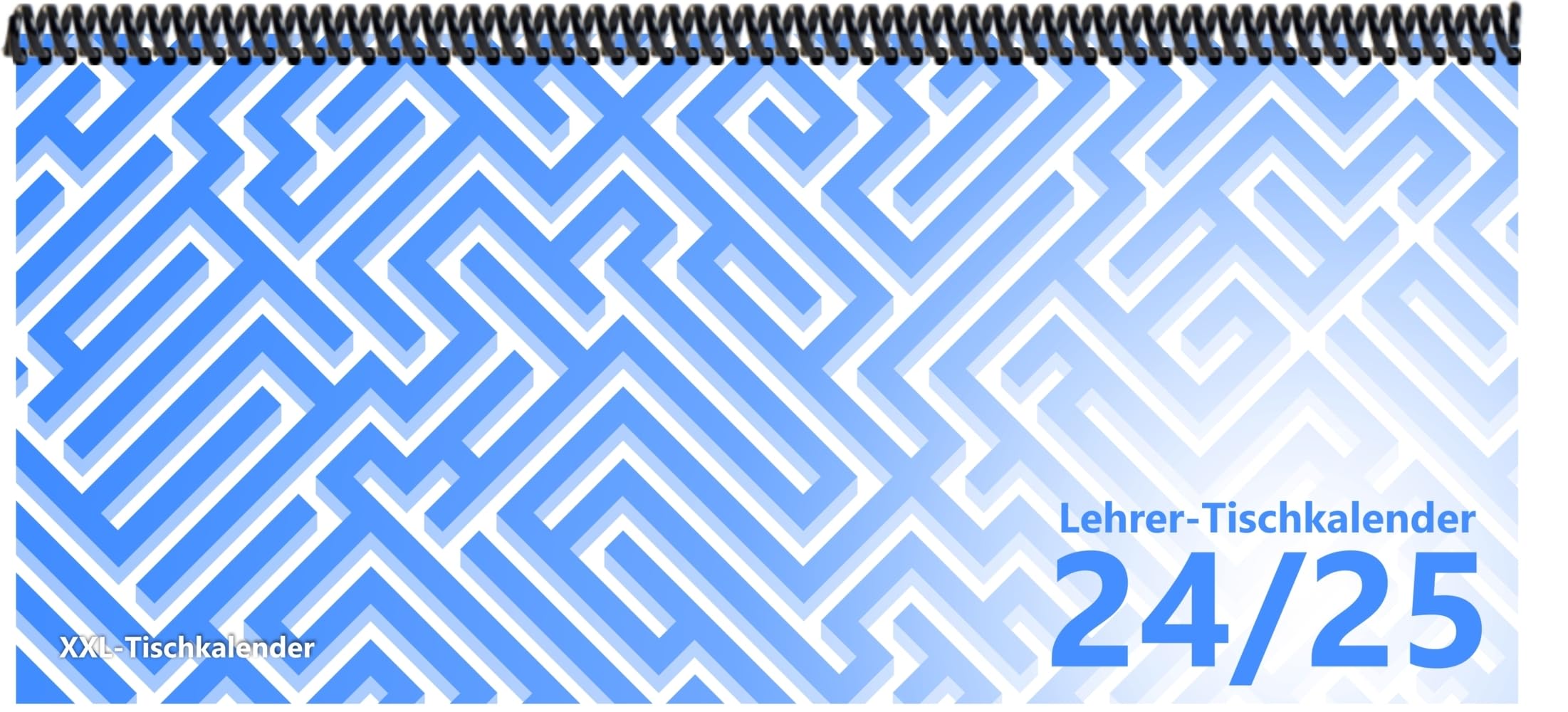 Lehrer - Tischkalender 2024/25: XXL-Tischkalender, Bunt-Kalender Labyrinth blau 14,5 x 32,5 cm