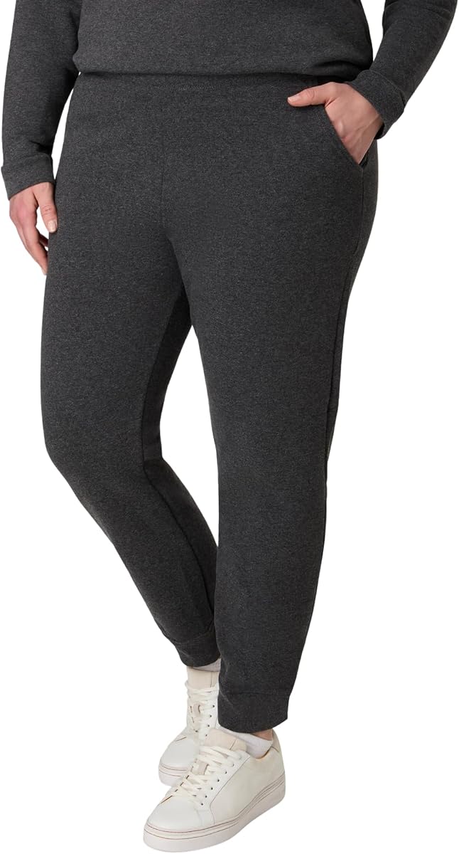 Pantalones de chándal para mujer Hanes – Joggers de forro polar EcoSmart – Pantalones de estar por casa sin bolsillos y con parte inferior abierta – Reg. y tallas pequeñas