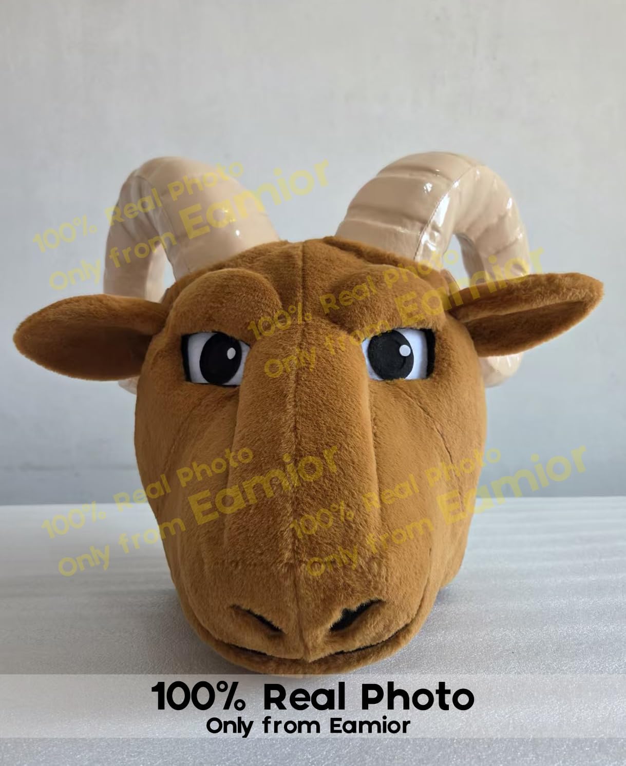 Strong Ram Mascot Costume in Red Shirt Adult Size for Men & Women with Built-in Fan Inside the Head