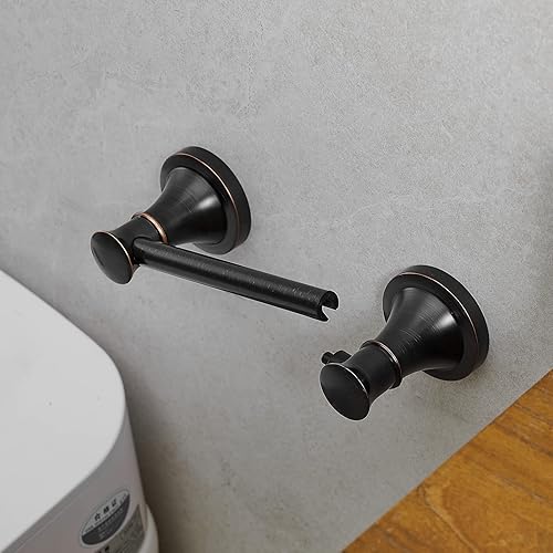 Miniatura 9 de Portarrollos de papel higiénico para baño, mango de tejido pivotante flexible en la pared, bronce aceitado frotado a prueba de óxido, acero