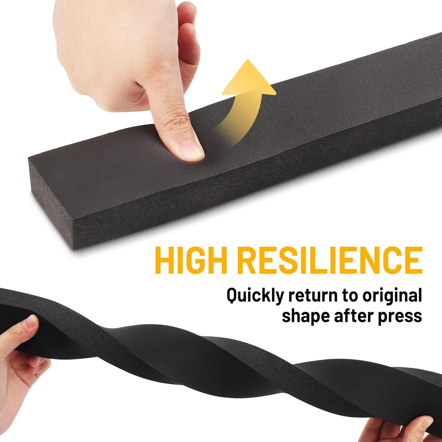 2 Rolls NBR+PVC Air Conditioner Foam Weather Stripping- 1 x 1 Inch 6.5FT Non-Adhesive High Resilience Insulation Foam Seal Tape for AC Door Window