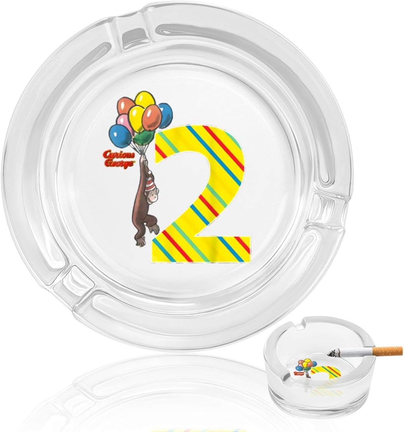 2nd Birthday Balloons Graphic Glass Ashtrays, nonslip mat