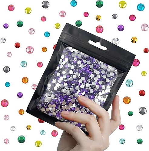 3000 diamantes de imitación de resina de amatista de cristal de 0.197 in, gemas de gelatina a granel, cristales de parte trasera plana, no