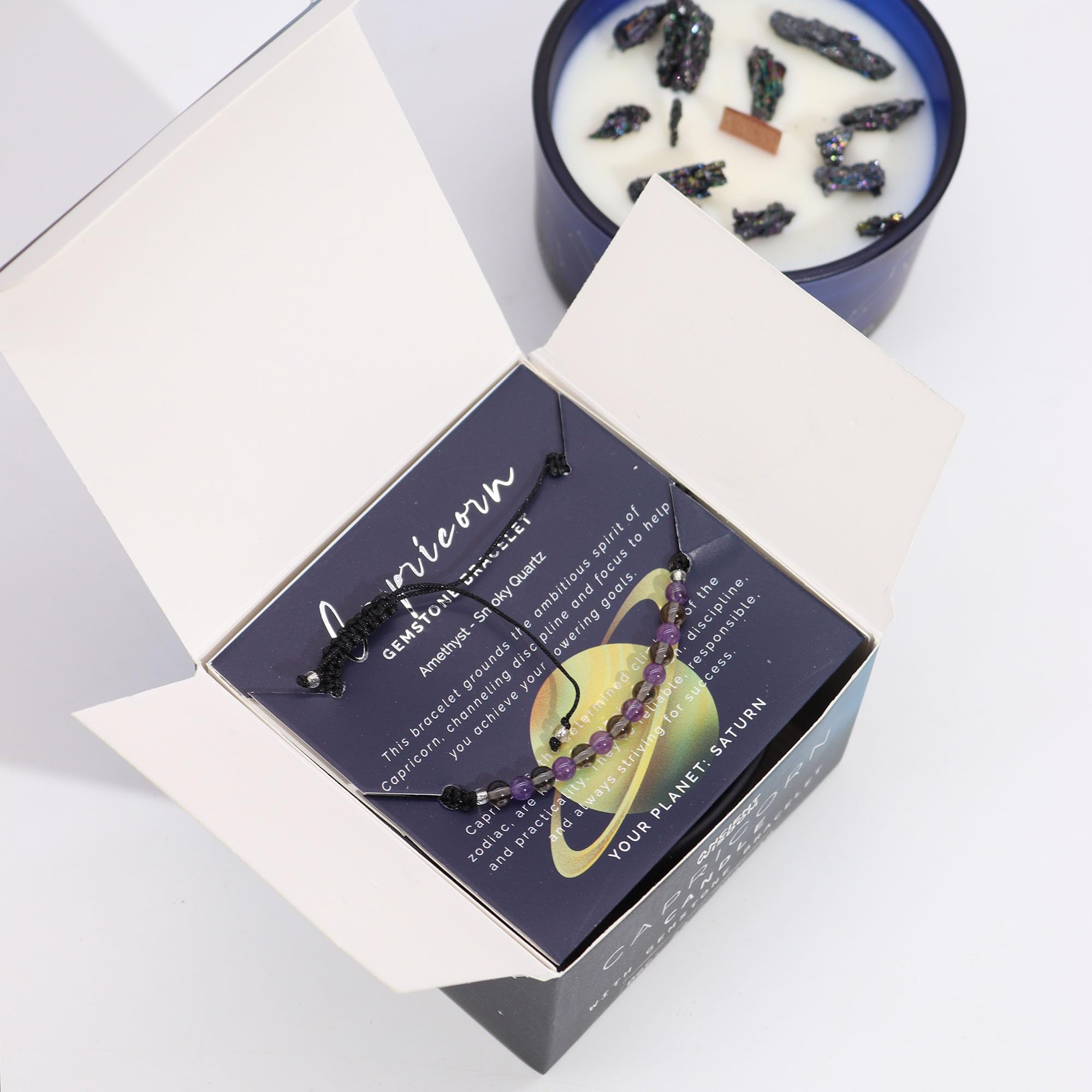 Zodiac Candle with Natural Stones and Semi-Precious Stones Bracelet in Gift Box, Scented Candles Aromatherapy - Image 2
