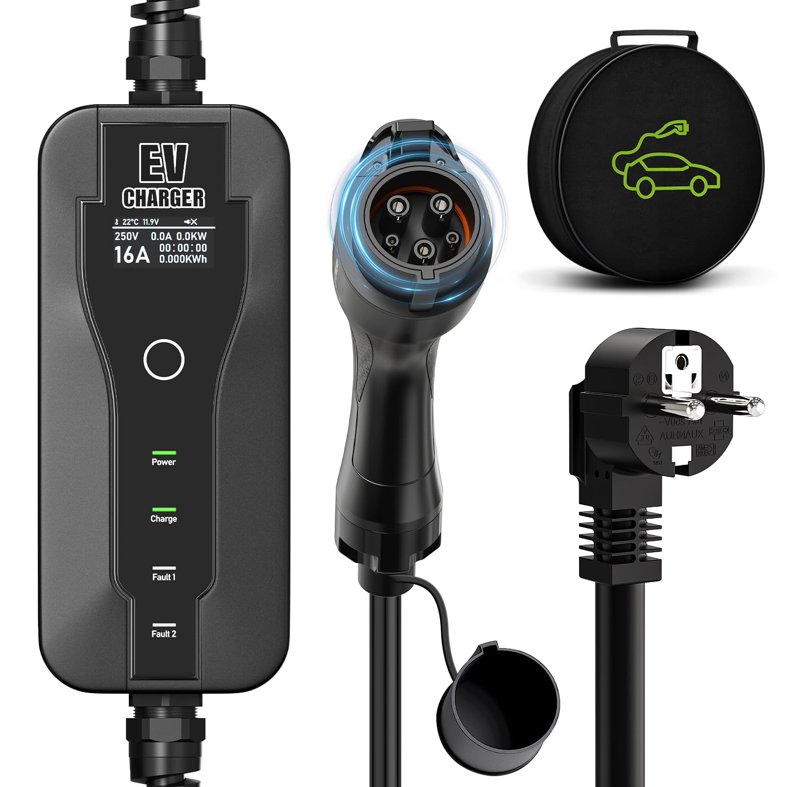 NC Type 1 EV Chageur 3.6 kW Switchable Electric Car Charger 10/16 A Charging Cable Standard US Schuko 2 Pole SAE J1772 EVSE-image-30