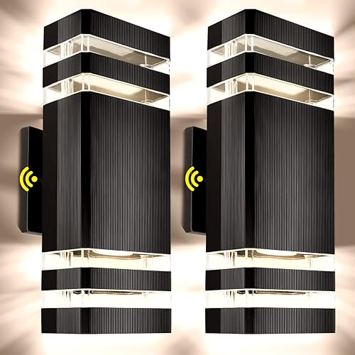 Lámpara de pared al aire libre del atardecer al amanecer, accesorio de iluminación exterior, luz de porche arriba y abajo, impermeable, de aluminio,