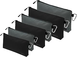 COREFLEX Premium Tool Pouch Zipper Bag, Small Tool Bag, Multipurpose Storage pouch, Heavy duty Flat Bottom Tool bag with YKK Zipper (6 pack Combo mixed size Black &Grey)