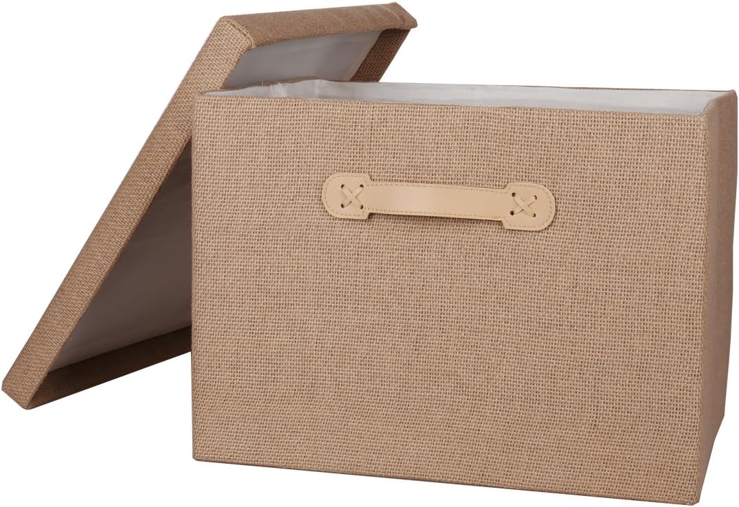 TheWarmHome Beige Decorative Storage box with Lid Memory Box Organizer Bins with Lids/Baskets for Gifts Empty,15.7×11.5×11.5 Inch