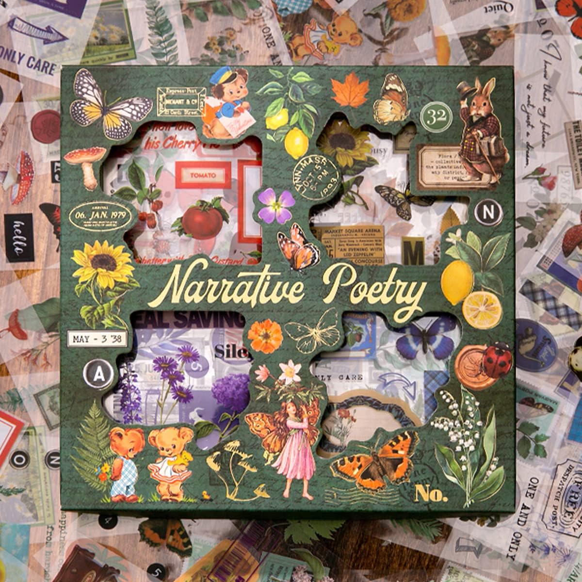 100Sheets 640Pcs Vintage Fairy Scrapbooking Stickers (Poetry of Fabrics)