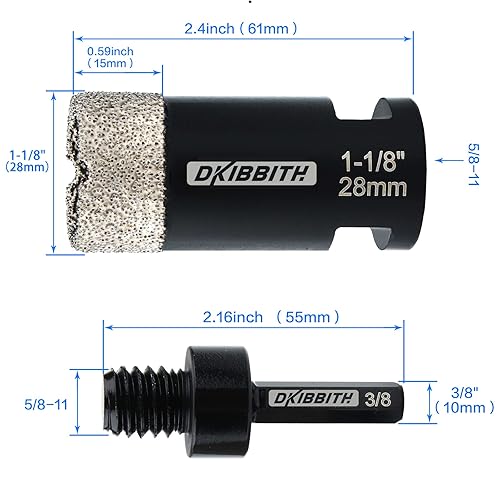 Miniatura 2 de Sierra perforadora de diamante de 1-18 pulgadas, brocas de diamante de 1-18 pulgadas de diámetro para azulejos de granito, cuarcita, mármol,