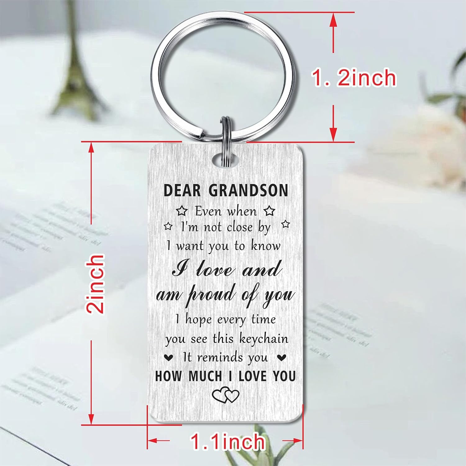 Jzxwan I Love You Grandson Keychain Gifts, Proud of Grandson Birthday Valentines Day Keychain Present, Unique Key Chain Present from Grandpa Grandma - Image 3