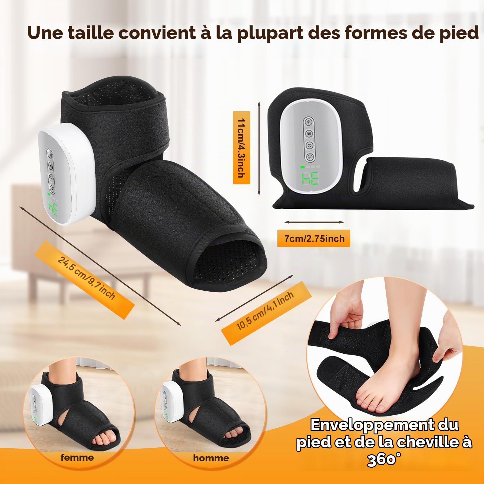 Roadtime Masseur de compression d'air pour pieds et chevilles avec chaleur | design portable sans fil, intensité réglable pour soulager la circulation, le gonflement et la fatigue musculaire