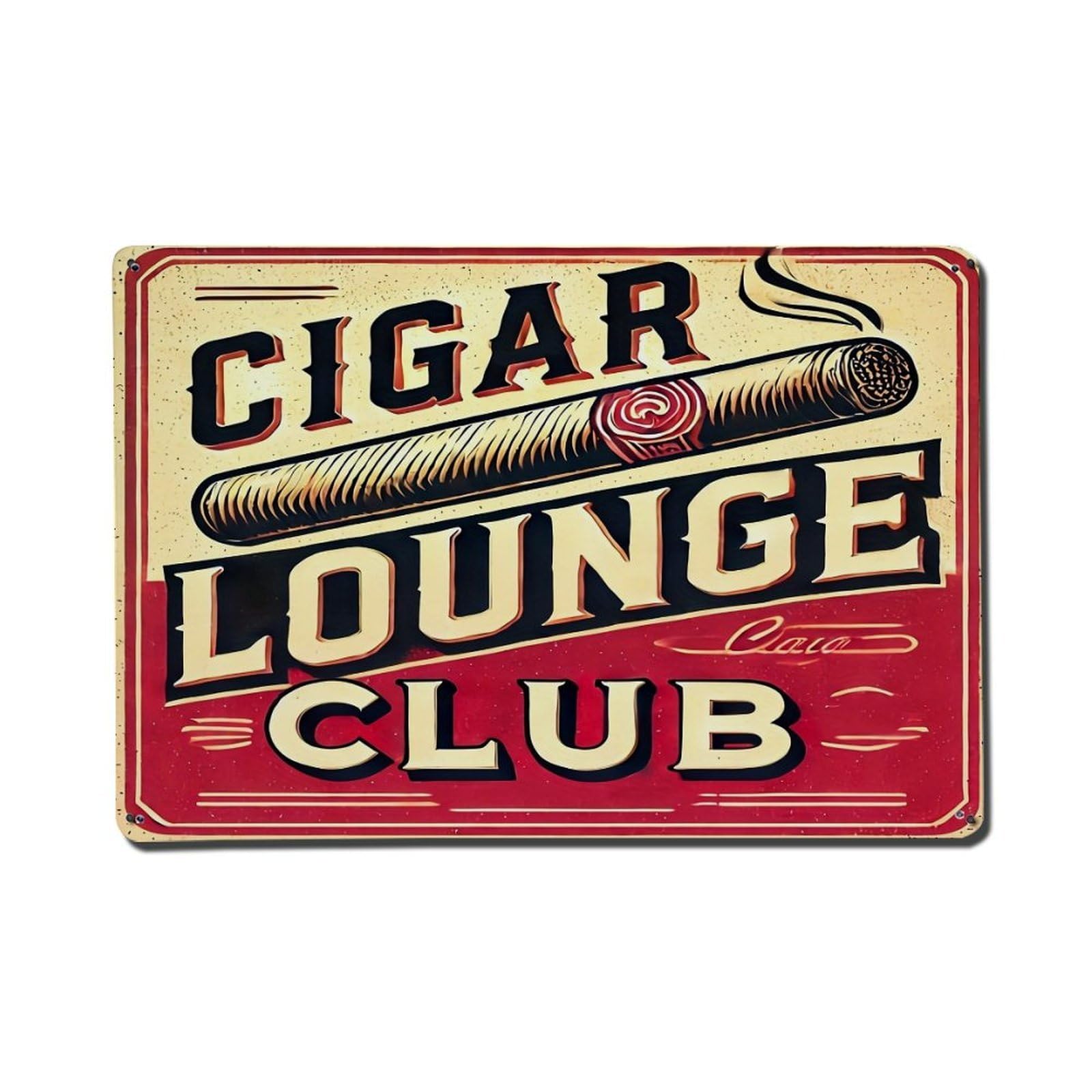 Jdfenggu Vintage Cigar Lounge Club Sign Retro Metal Tin Sign, Metal Poster For Bar, Home, Man Cave, Kitchen, Laundry Room Art Decor 8X12 Inch