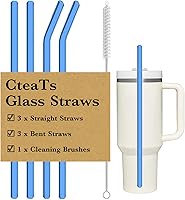 Vista 7 de Pajita de Repuesto Compatible con Vasos Stanley de 40 oz, 4 Piezas Pajitas Reutilizables con Cepillo de Limpieza, Pajita Larga de Vidrio para Rosa