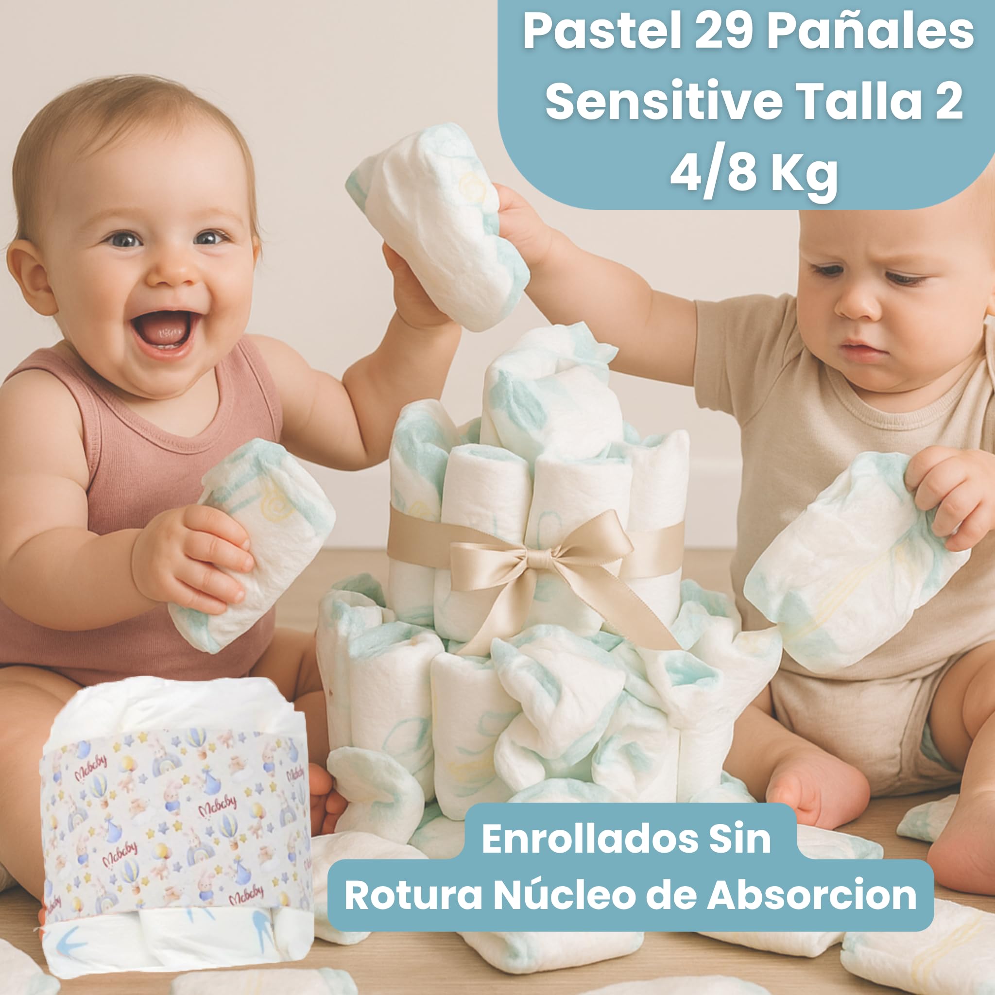 Tarta de Pañales Mi Ovejita, Regalo Recién Nacido con 29 Pañales Talla 2, Manta Sherpa 80x100 cm, Peluche Ovejita y Marco Personalizado (Rosa)
