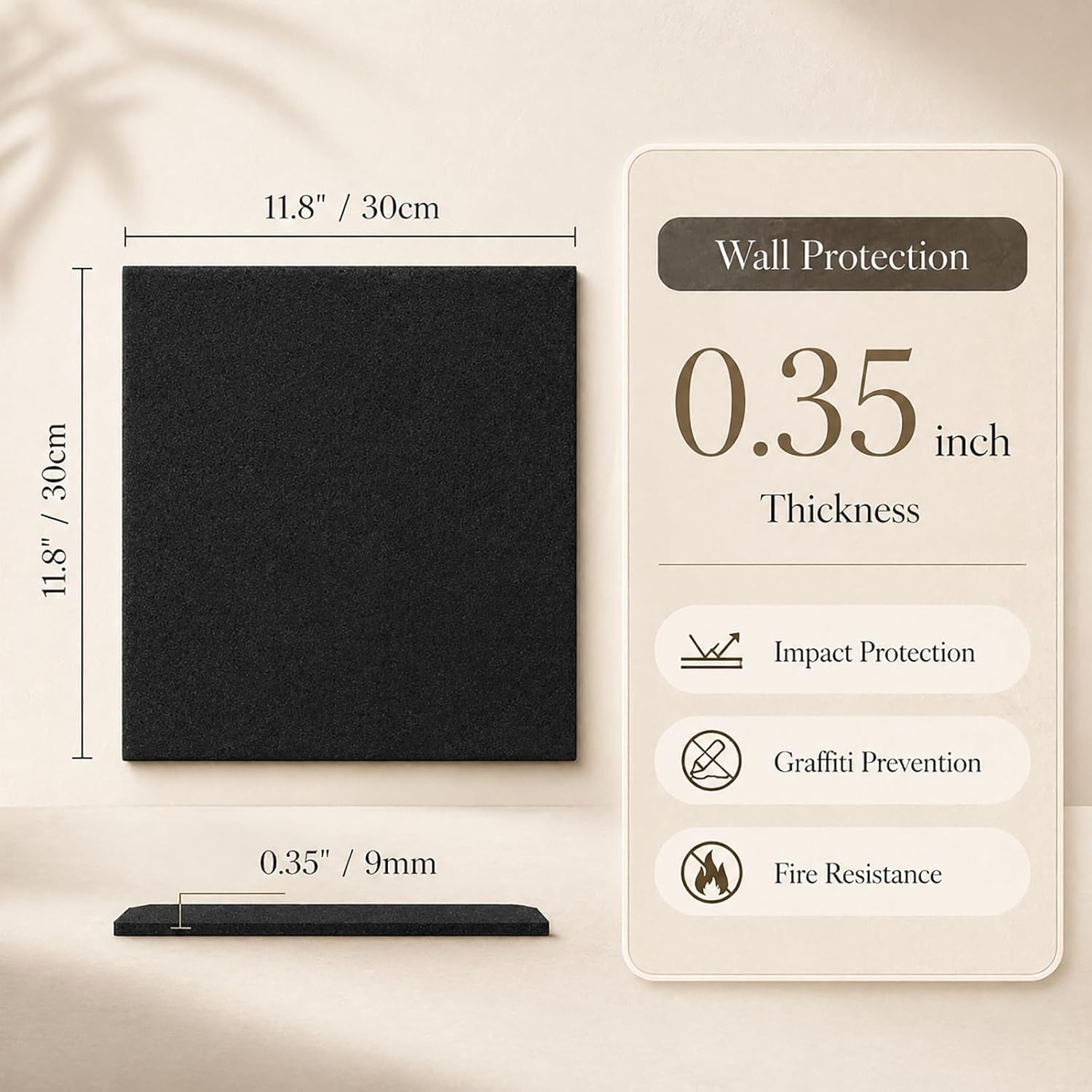 Large Cork Boards for Walls – 48" x 36" Self Adhesive Felt Wall Tiles, Ideal for Office Black Bulletin Board, Easy to Install Pin Board Photo Dart Board Wall Protectors