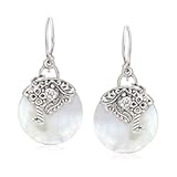 Mother-Of-Pearl Bali-Style Drop Earrings in Sterling Silver